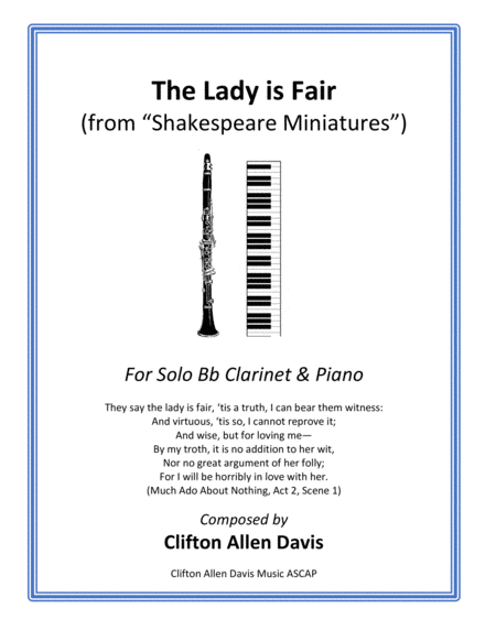 The Lady Is Fair (Solo Clarinet and Piano) from "Shakespeare Miniatures" image number null