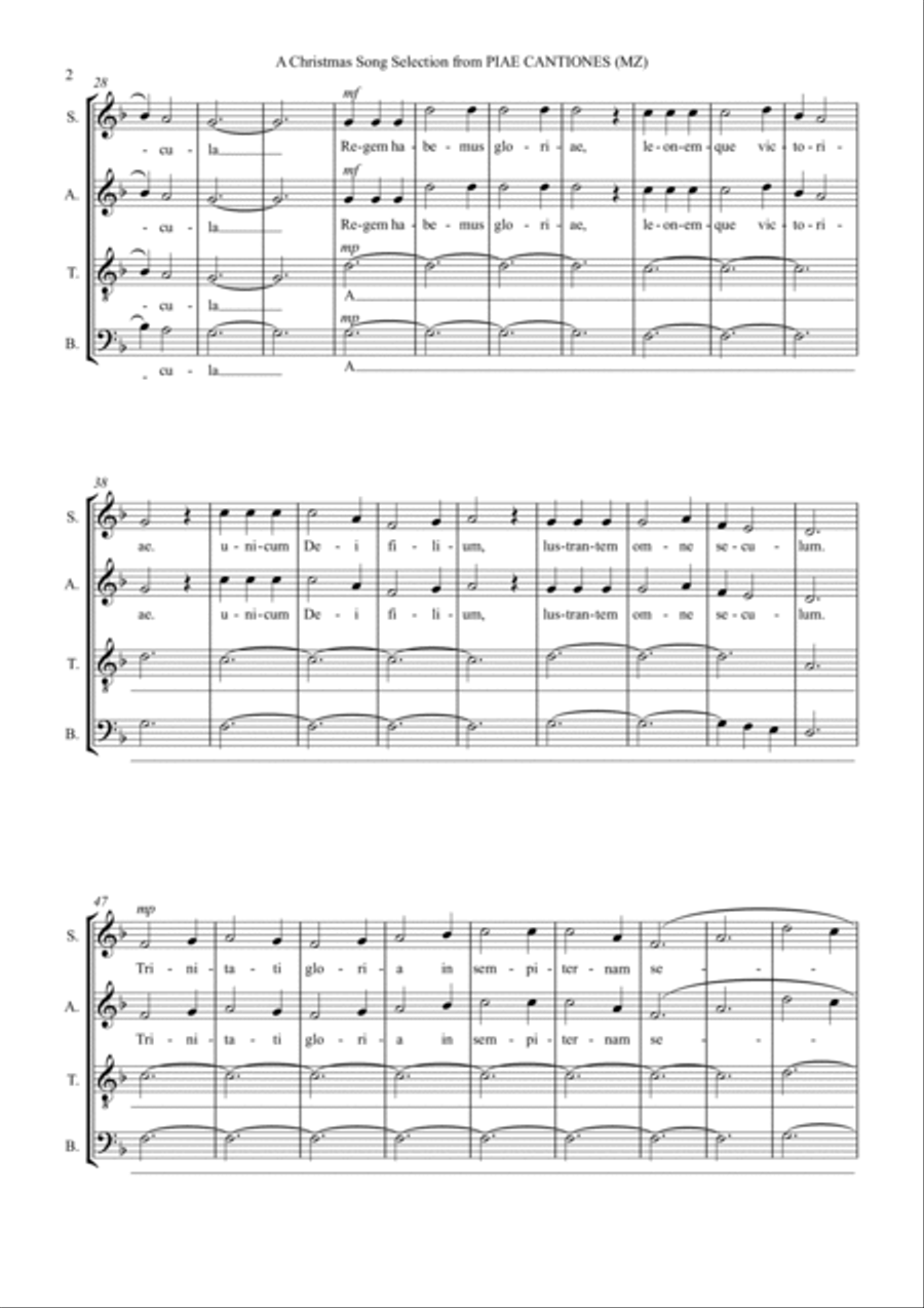 A Christmas Song Selection from PIAE CANTIONES 4-Part scores gallery preview page 2