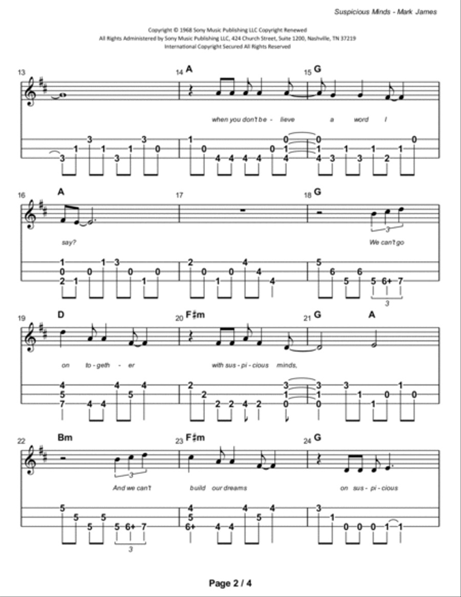 Suspicious Minds Suspicious Minds Dulcimer scores gallery preview page 3