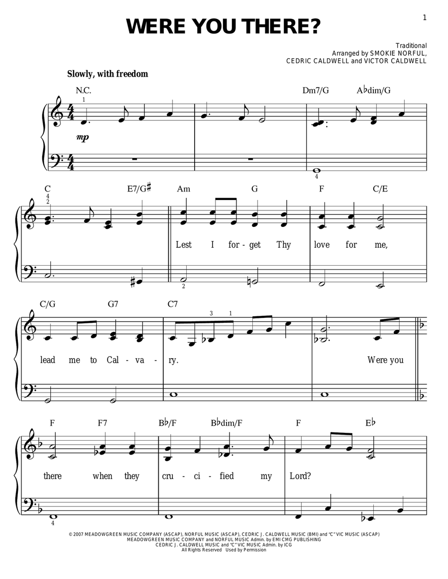Were You There? Easy Piano scores gallery preview page 1