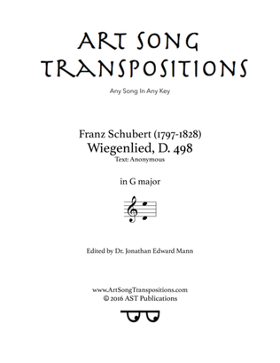 Book cover for SCHUBERT: Wiegenlied, D. 498 (transposed to G major)