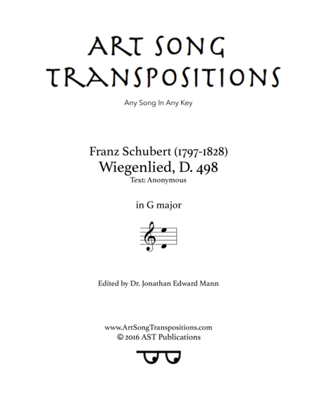 SCHUBERT: Wiegenlied, D. 498 (transposed to G major)