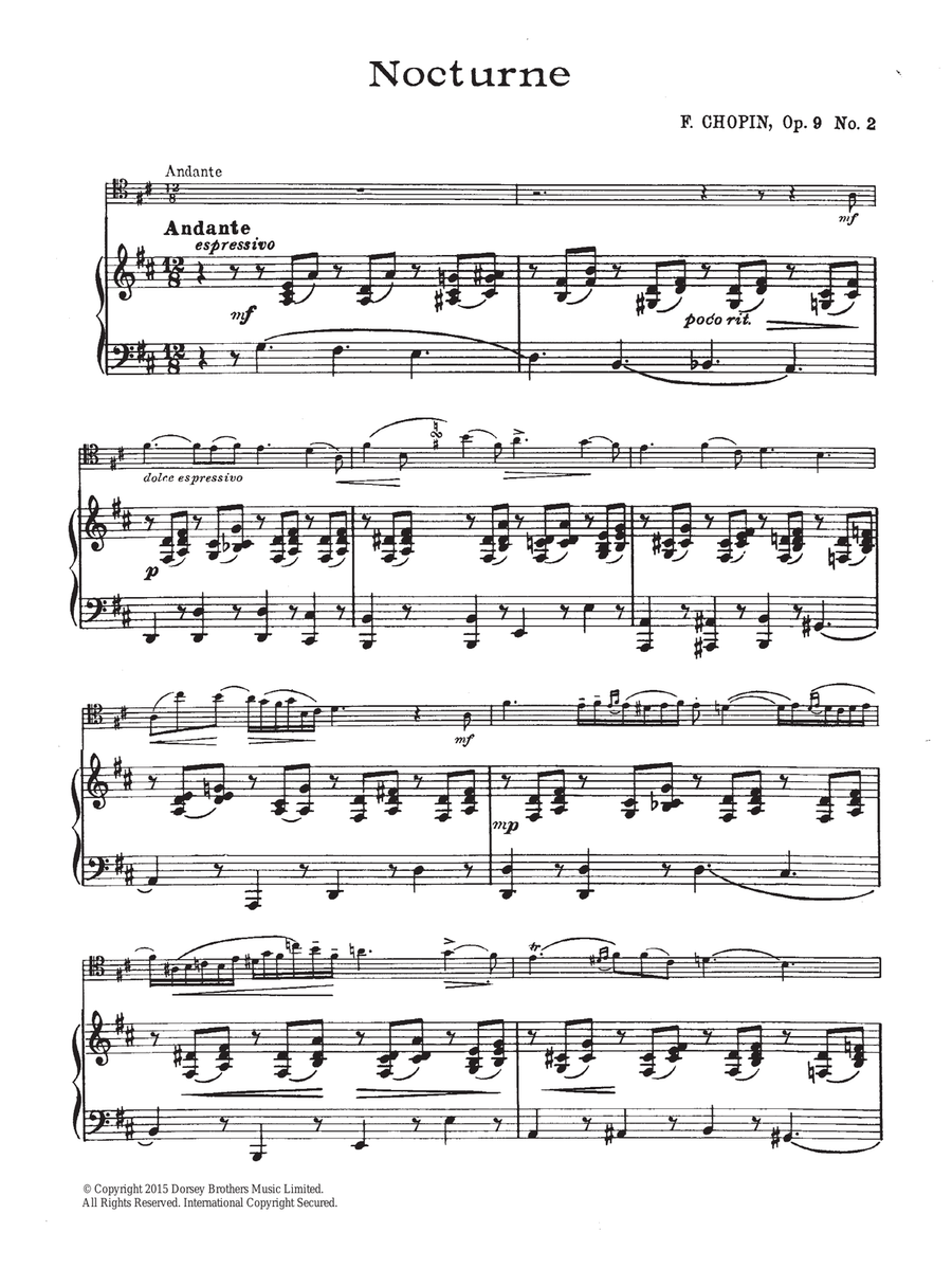 Nocturne in E Flat Major, Op.9, No.2 Cello Solo scores gallery preview page 1