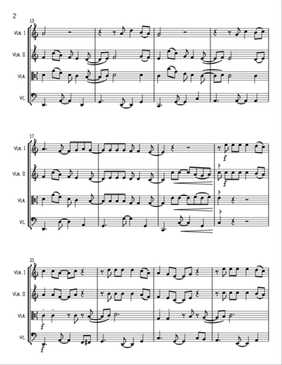 Feliz Navidad String Quartet scores gallery preview page 2