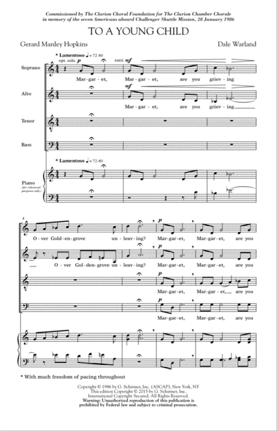 To A Young Child 4-Part scores gallery preview page 1