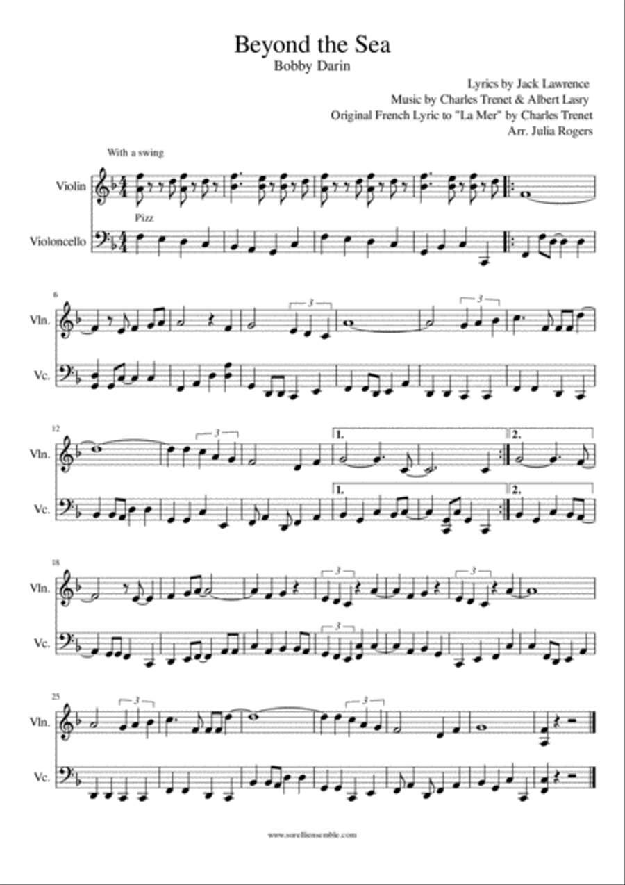 Beyond The Sea Beyond The Sea String Duet scores gallery preview page 1