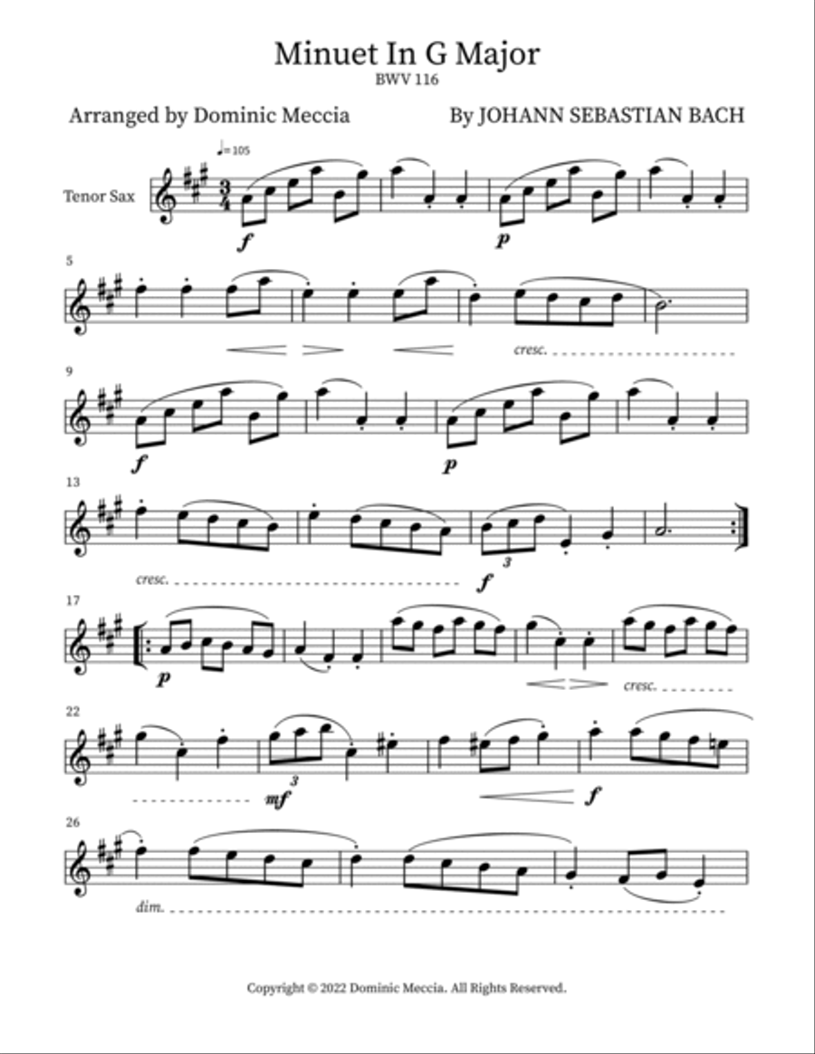 Minuet In G Major Woodwind Duet scores gallery preview page 3