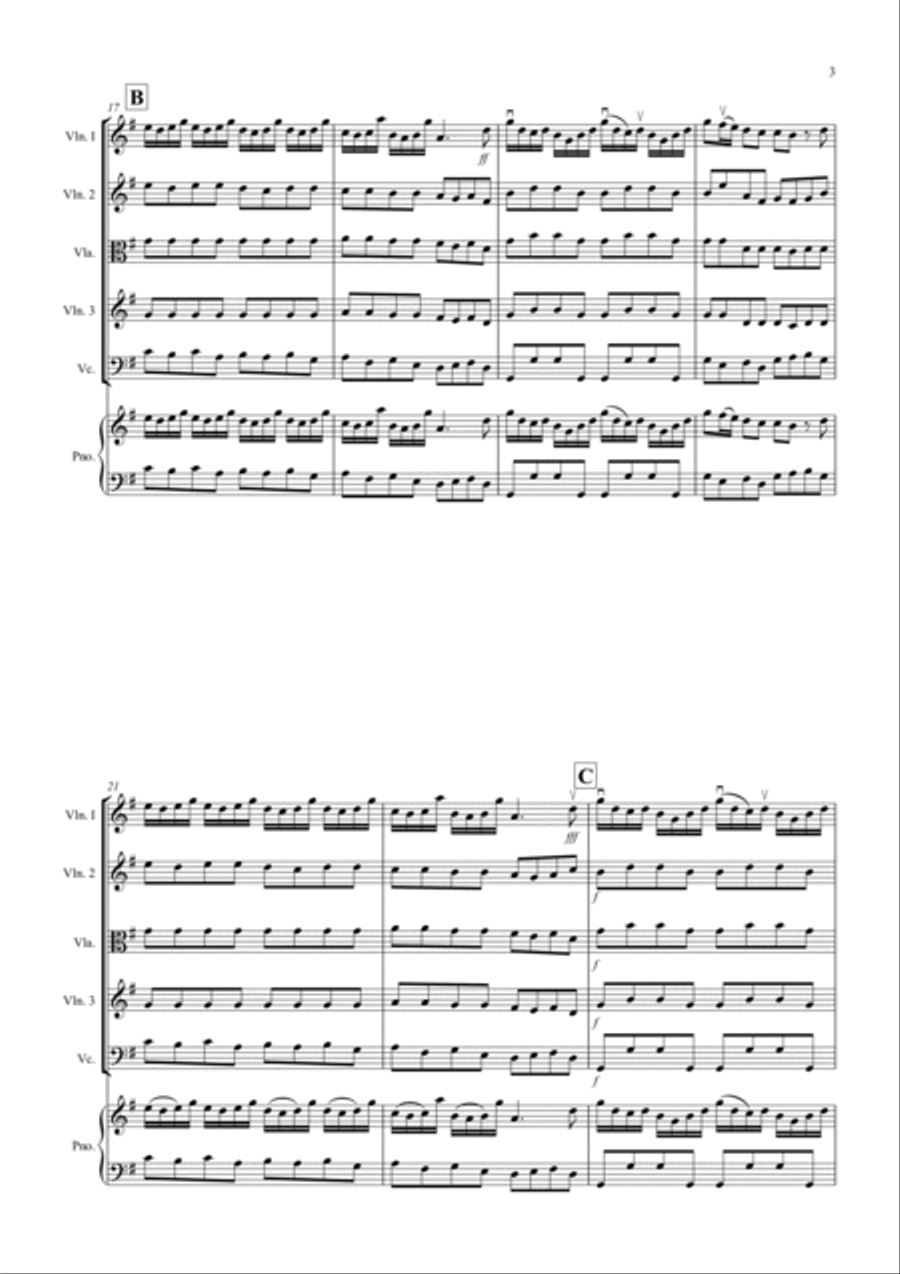 Allegro by Fiocco for String Quartet image number null