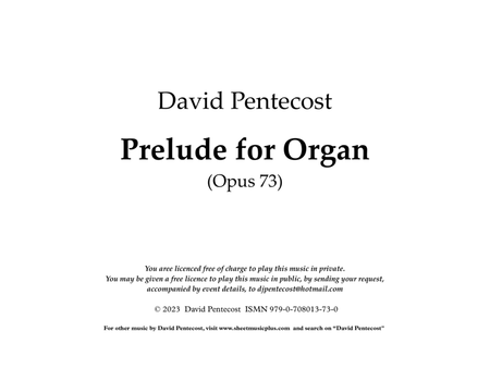 Prelude for Organ, Opus 73