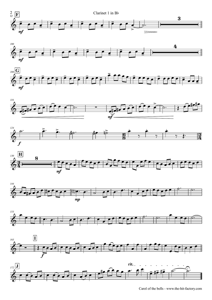 Carol of the Bells - Pentatonix style - Clarinet Quartet Clarinet Quartet scores gallery preview page 6