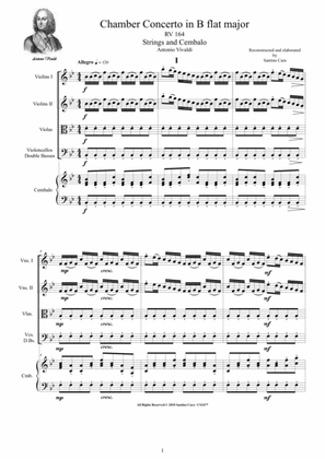 Vivaldi - Chamber Concerto in B flat major RV 164 for Strings and Cembalo