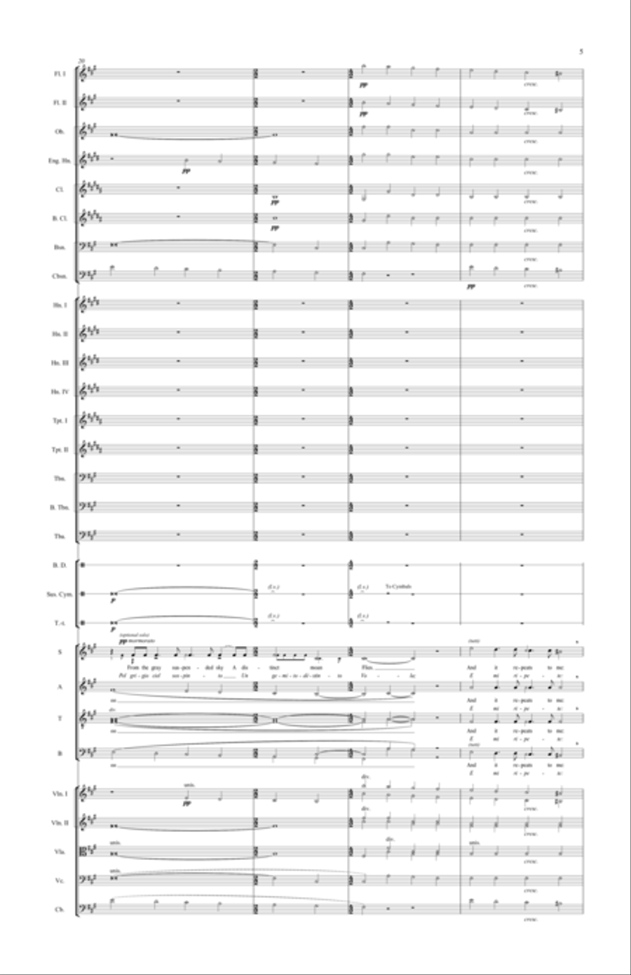 Mists (Nebbie) - Version for SATB Chorus and Orchestra 4-Part scores gallery preview page 5