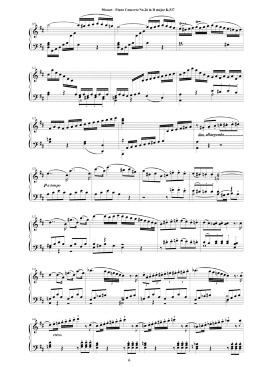 Mozart - Piano Concerto No.26 in D major 'Coronation' K.537 - Piano Version Piano Solo scores gallery preview page 6