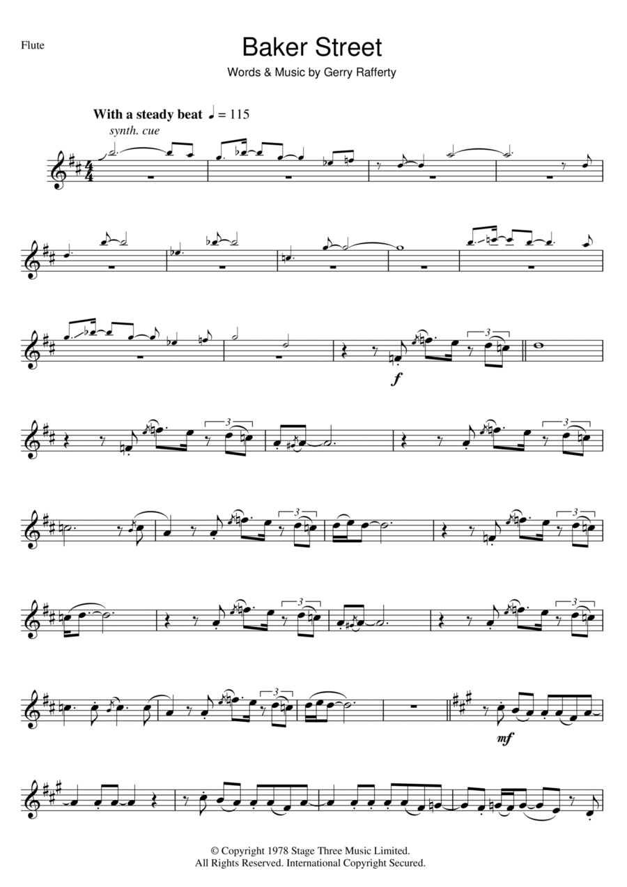 Baker Street Baker Street Flute Solo scores gallery preview page 1