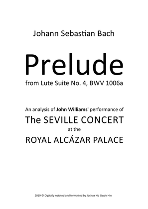 Book cover for Prelude BWV 1006a John Williams' fingerings