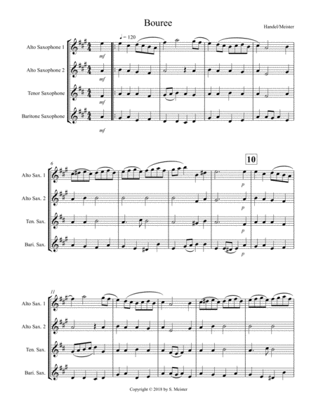 Handel's Bouree for Saxophone Quartet image number null