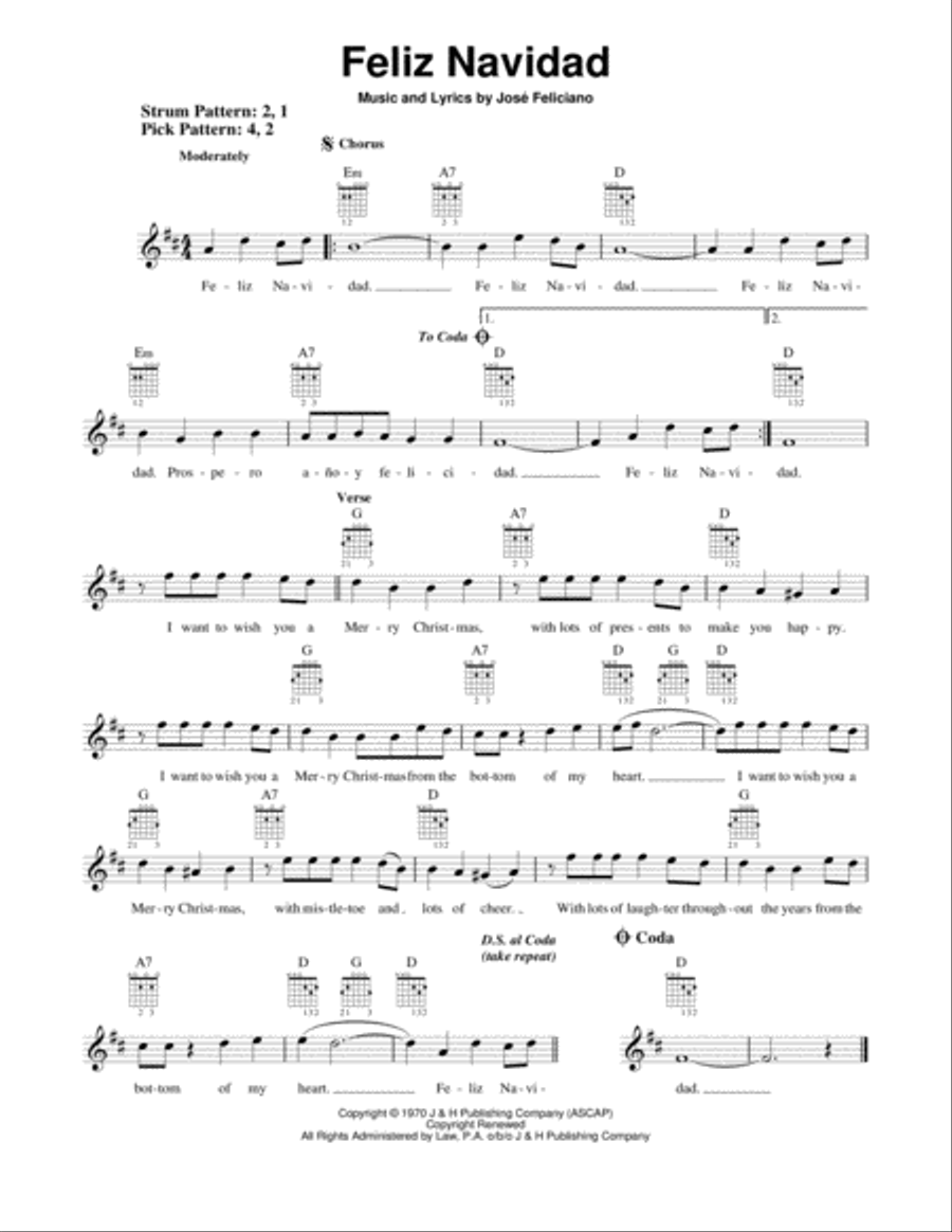 Feliz Navidad Feliz Navidad Easy Guitar scores gallery preview page 1