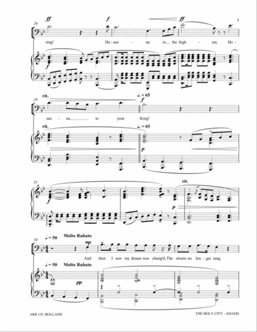 The Holy City for Solo Baritone Voice and Piano (Key of Bb) Baritone Voice scores gallery preview page 5