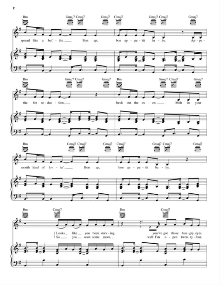 Bon Appetit Piano, Vocal, Guitar scores gallery preview page 2