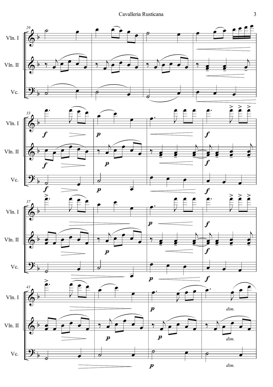 Cavalleria Rusticana by Pietro Mascagni String Trio - Digital Sheet Music page 3