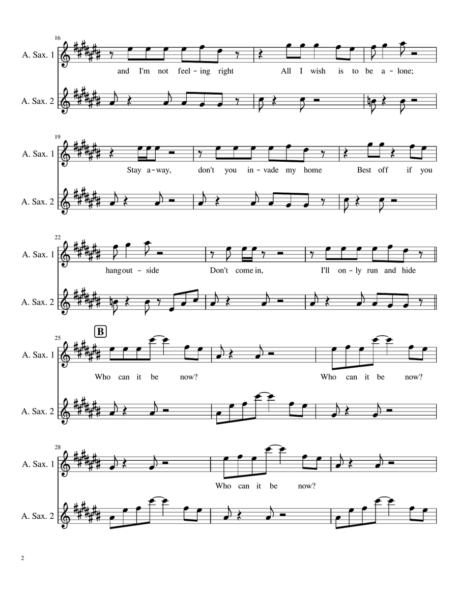 Who Can It Be Now? Woodwind Ensemble scores gallery preview page 2