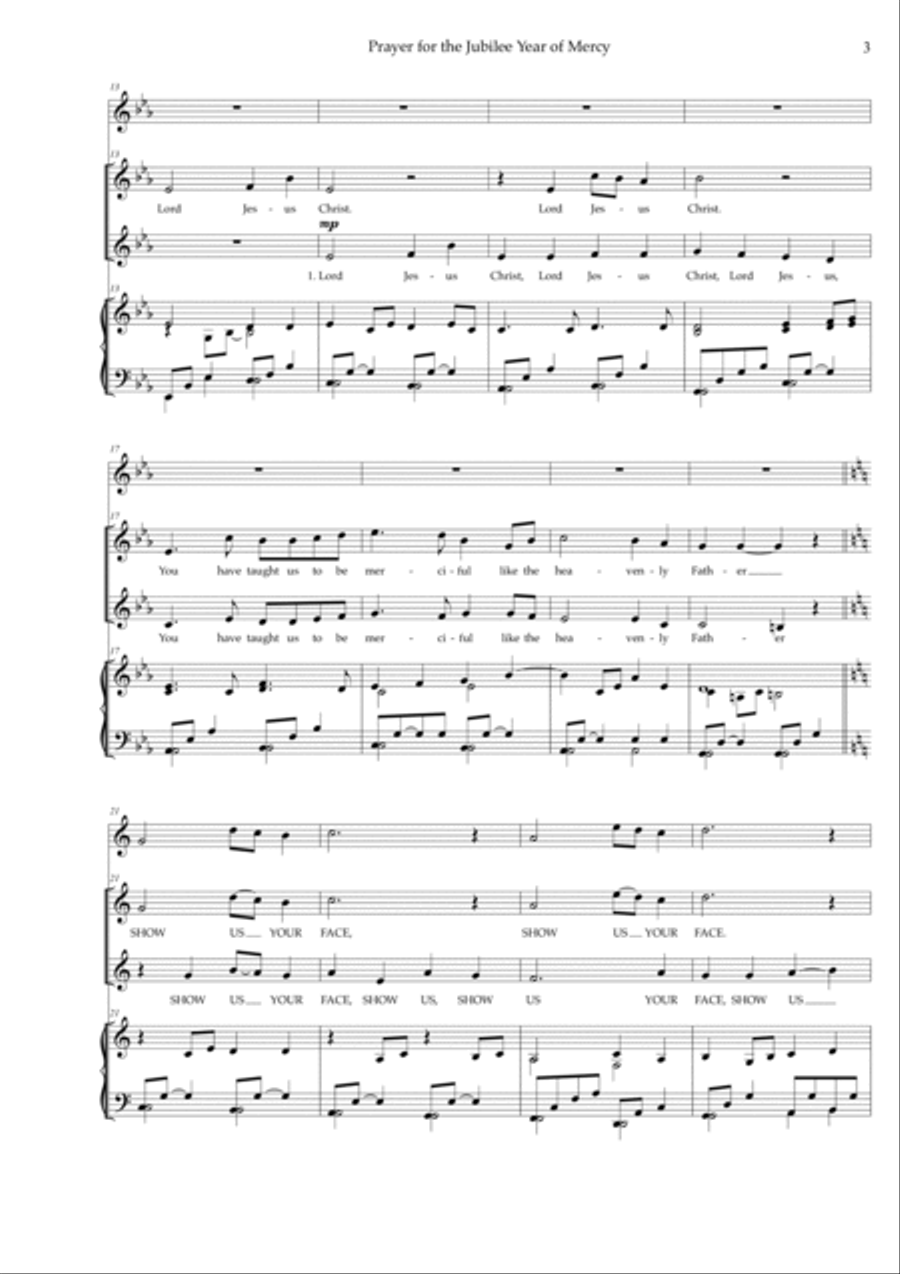 Hymn - Prayer for The Jubilee Year of Mercy 2016 4-Part scores gallery preview page 3