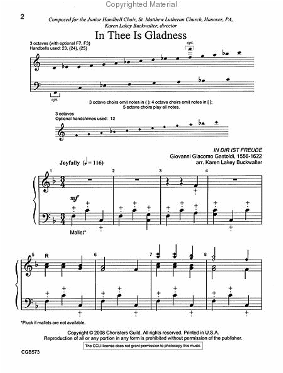 In Thee Is Gladness Handbell Choir scores gallery preview page 2