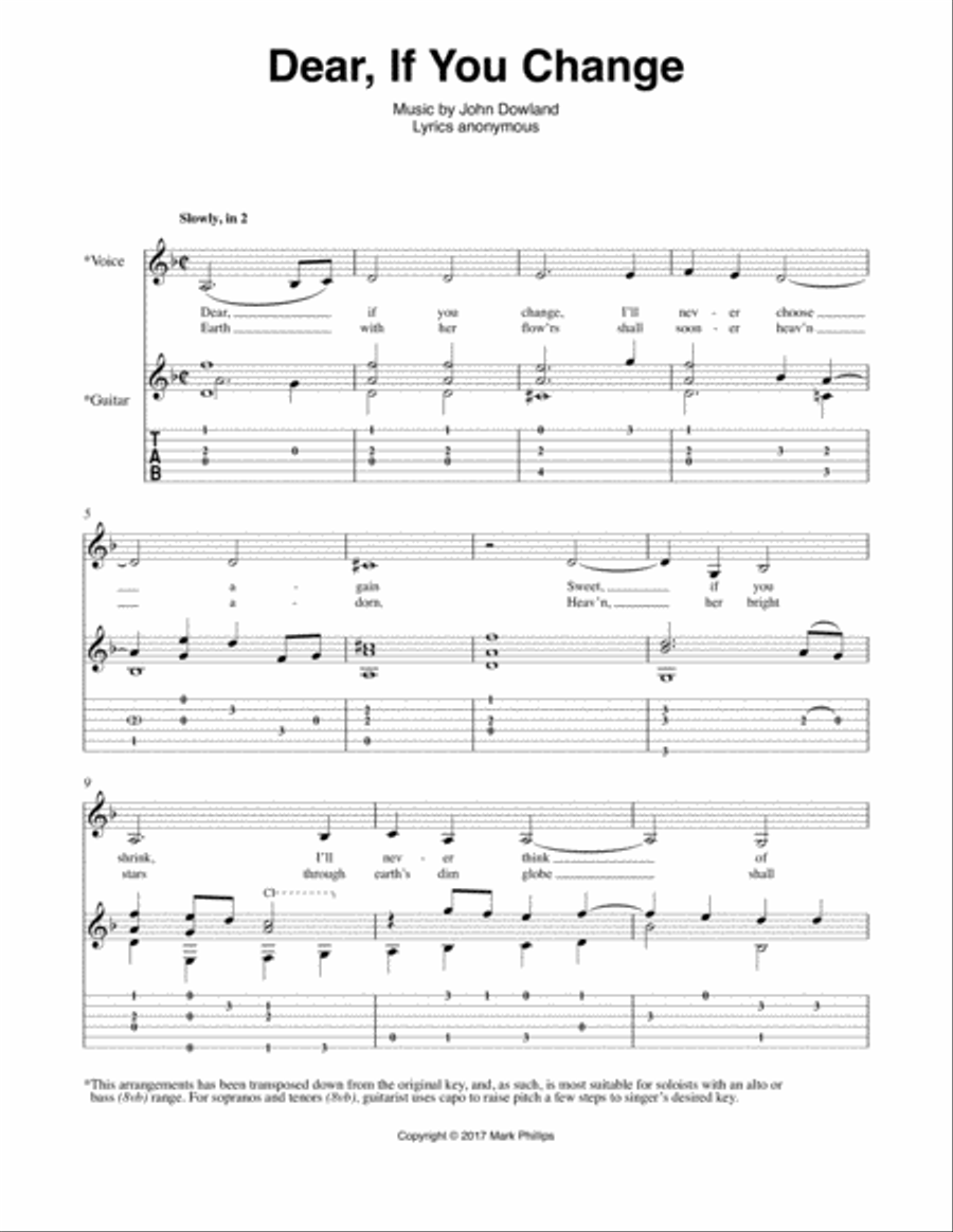 Dear, If You Change Dear, If You Change Classical Guitar scores gallery preview page 1