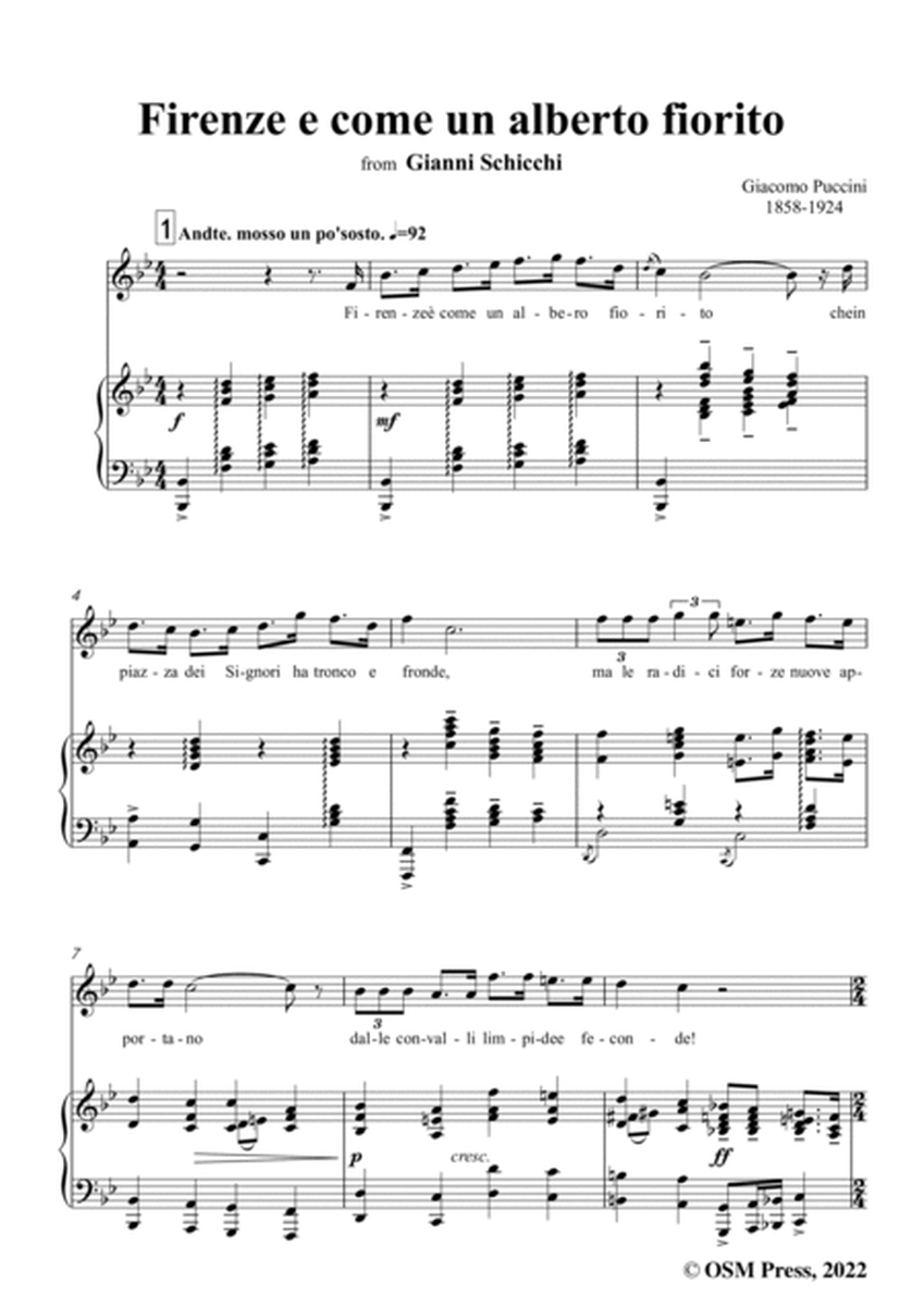 Puccini-Firenze e come un alberto fiorito,in B flat Major,from Gianni Schicchi,for Voice and Piano