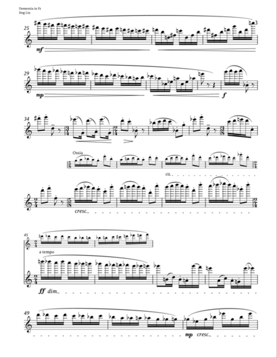 Dementia in F-sharp for solo flute Flute Solo scores gallery preview page 3