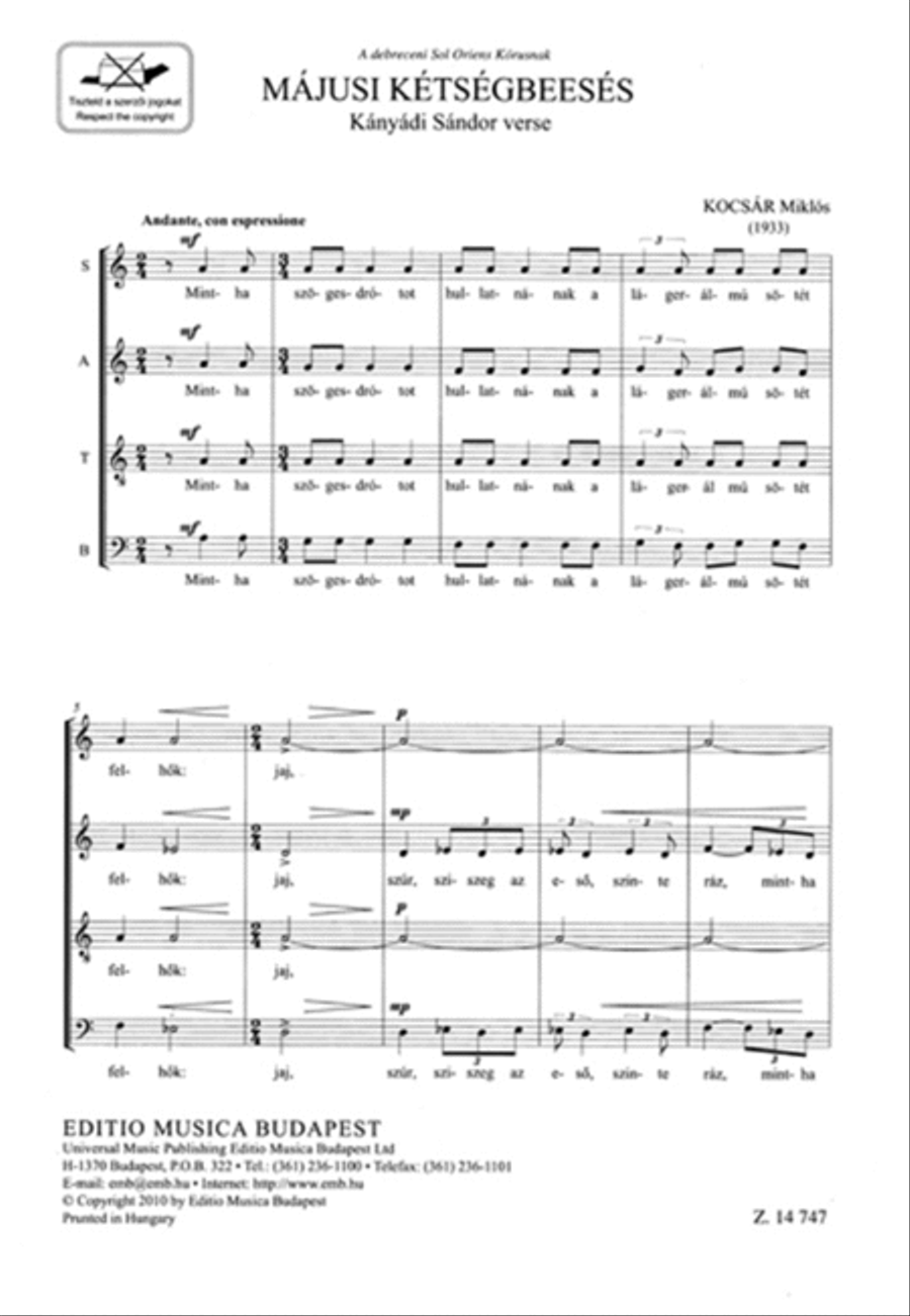 Májusi kétségbeesés Májusi kétségbeesés Choir scores gallery preview page 2