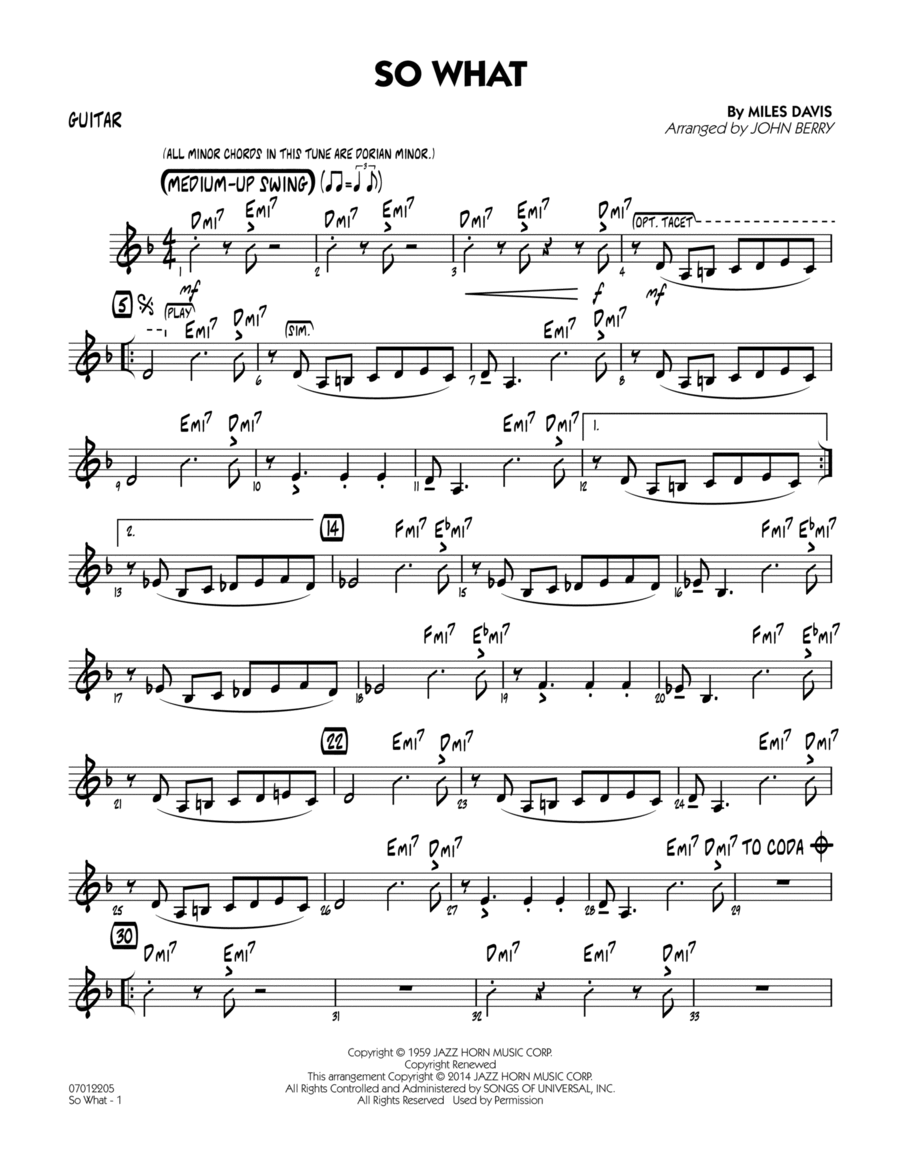 So What - Guitar Jazz Ensemble scores gallery preview page 1