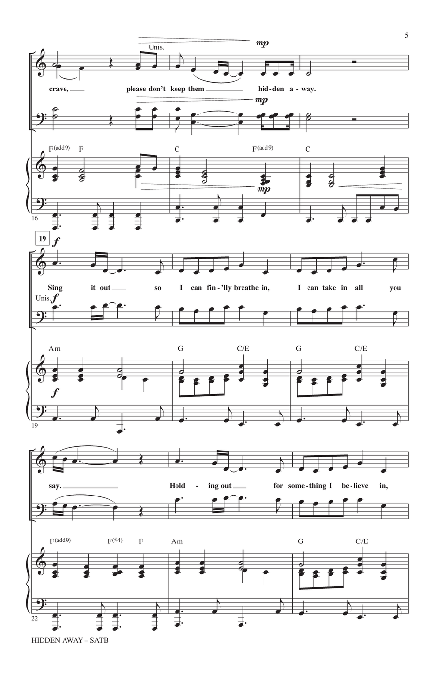 Hidden Away (arr. John Purifoy) 4-Part scores gallery preview page 3