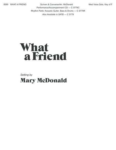 WHAT A FRIEND-MCDO-MED VOICE SOLO-Digital Download image number null