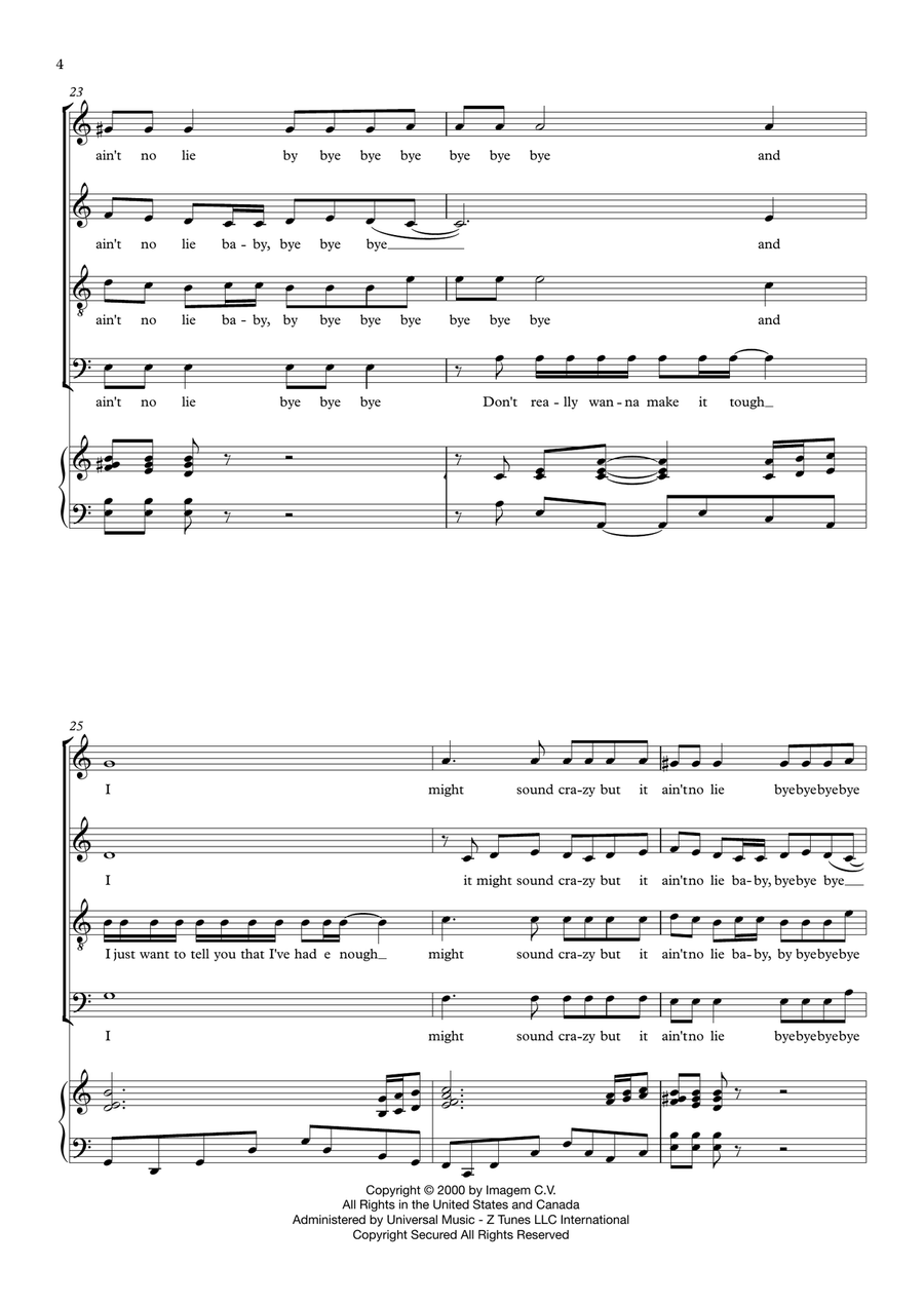 Bye Bye Bye 4-Part scores gallery preview page 4