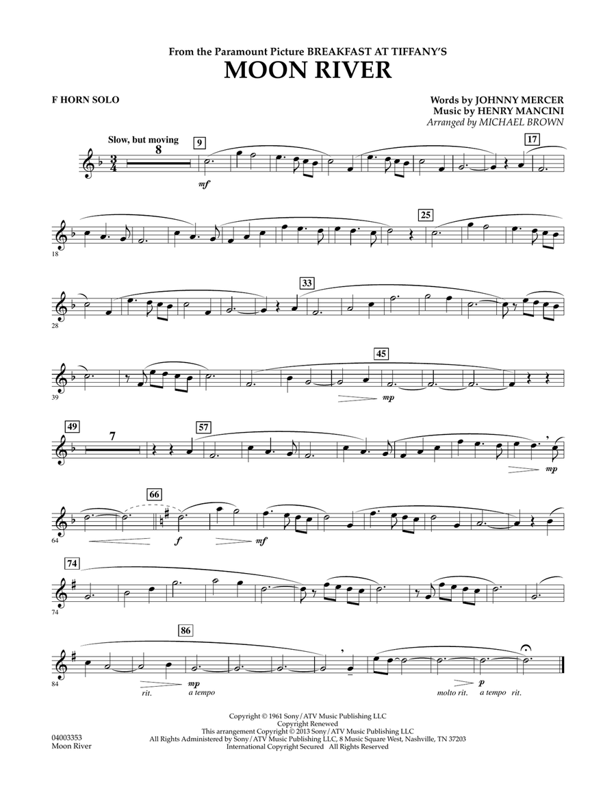 Moon River - F Horn Solo Concert Band scores gallery preview page 1