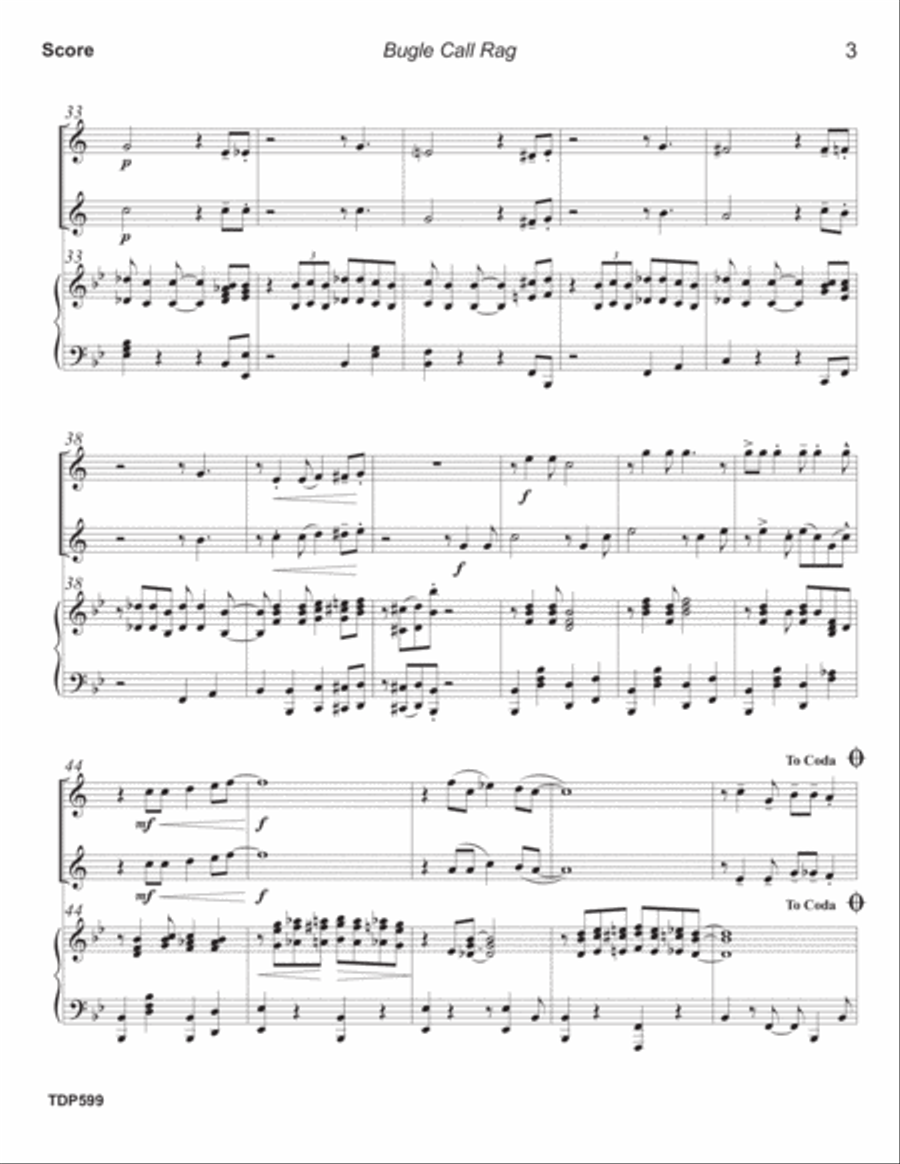BUGLE CALL RAG - TRUMPET DUET with Piano Accompaniment Trumpet Duet scores gallery preview page 3