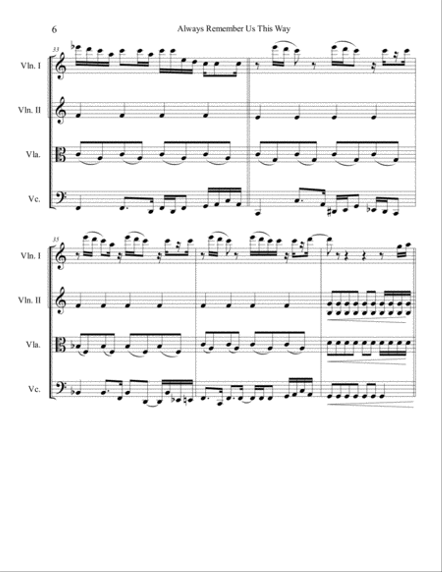 Always Remember Us This Way String Quartet scores gallery preview page 6