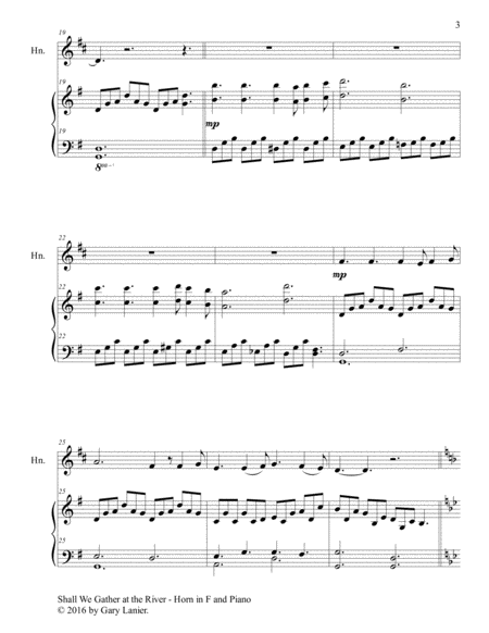 SHALL WE GATHER AT THE RIVER (Duet – Horn in F & Piano with Score/Part) image number null