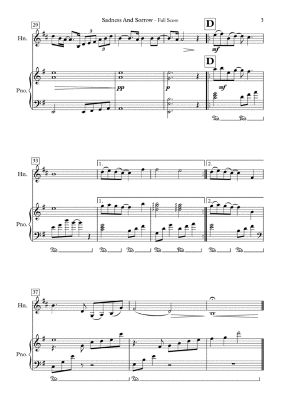 Sadness And Sorrow Horn Solo scores gallery preview page 4