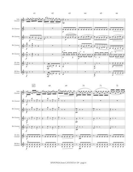 Bach, J.S. (arr. Reisteter): Sinfonia to Cantata #29 for Solo Clarinet and Clarinet Choir