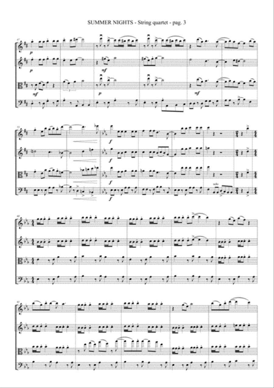 Summer Nights String Quartet scores gallery preview page 4