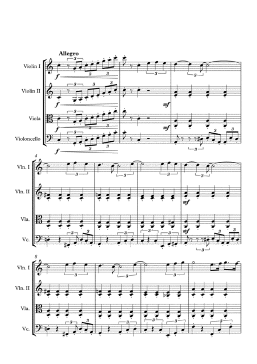 Isn't She Lovely String Quartet scores gallery preview page 1