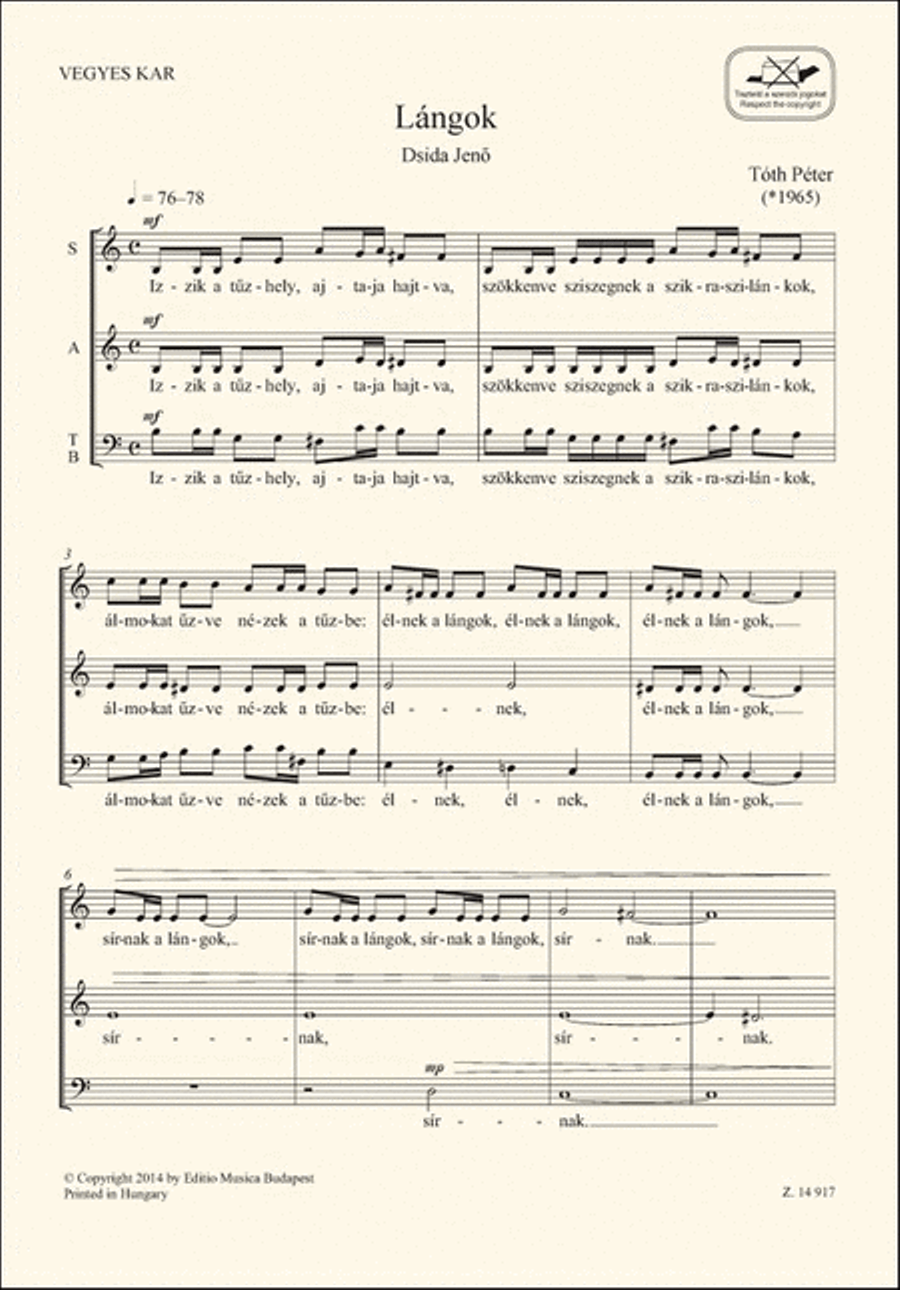 Lángok Mixed Choir scores gallery preview page 1