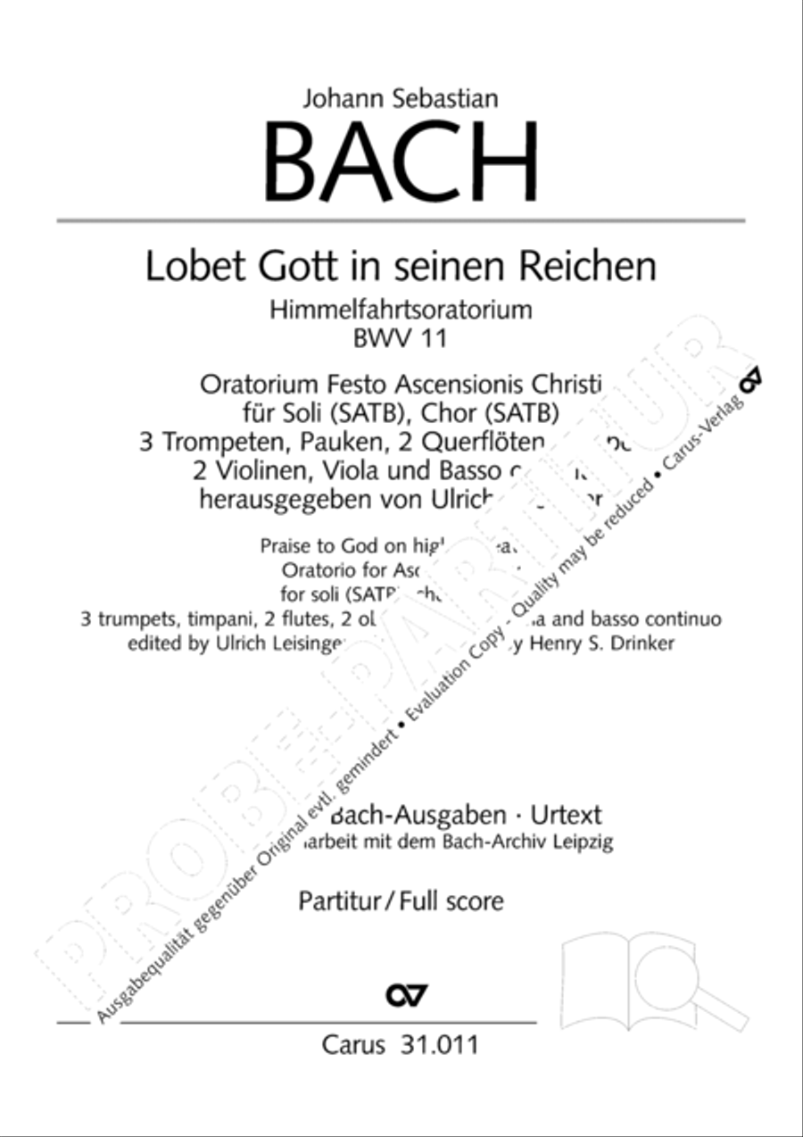Lobet Gott in seinen Reichen (Himmelfahrtsoratorium) 4-Part scores gallery preview page 2