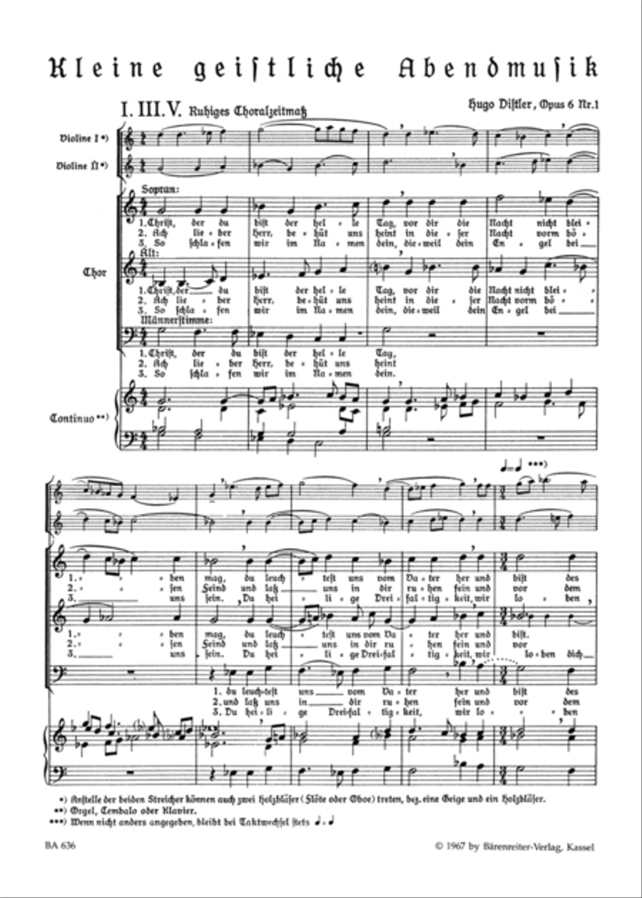 Christ, der du bist der helle Tag, No. 1, Op. 6
