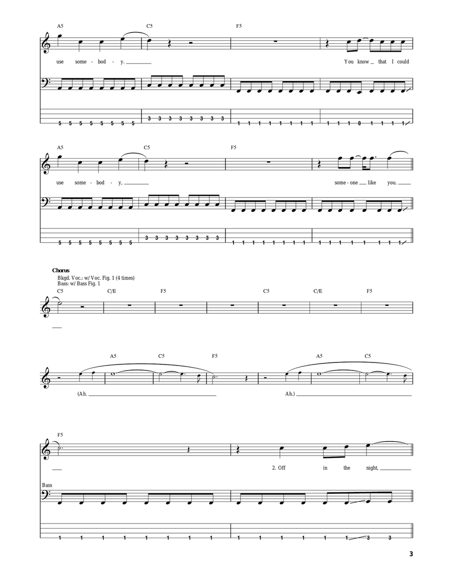 Use Somebody Guitar Tablature scores gallery preview page 3