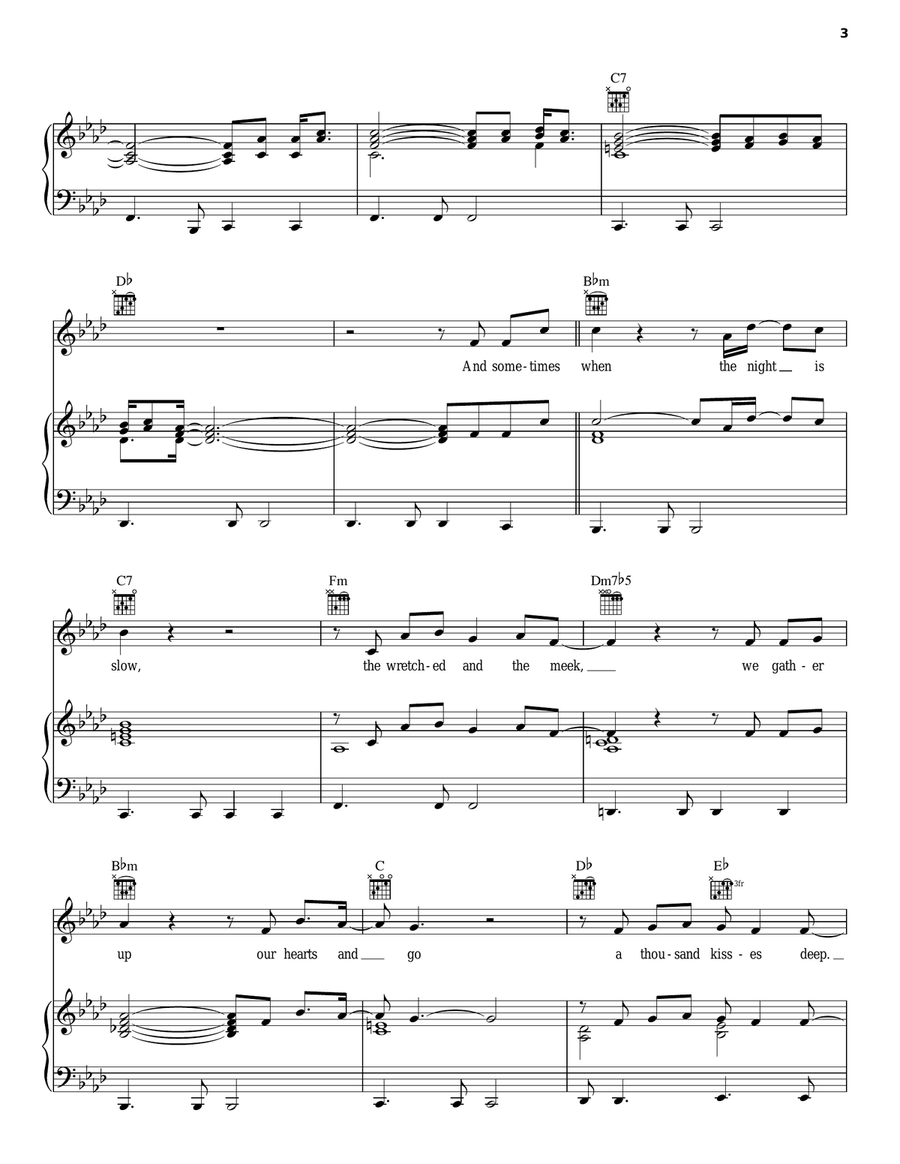 A Thousand Kisses Deep Piano, Vocal, Guitar scores gallery preview page 3
