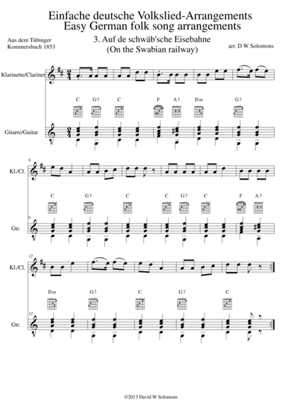 Railway Song (Auf de schwäb'sche Eisebahne) for clarinet and guitar image number null