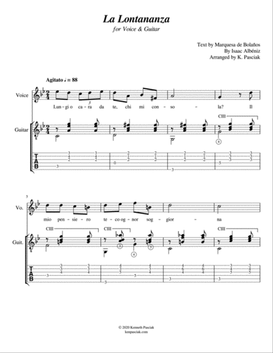 La Lontananza (for Voice and Guitar)